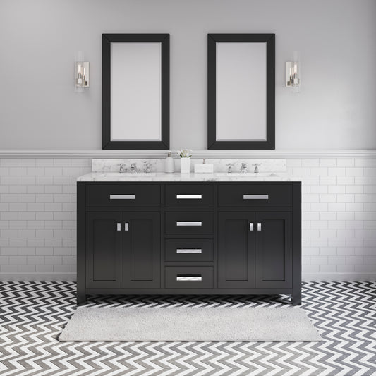 MADISON 60"W x 34"H Espresso Double-Sink Vanity + Faucets