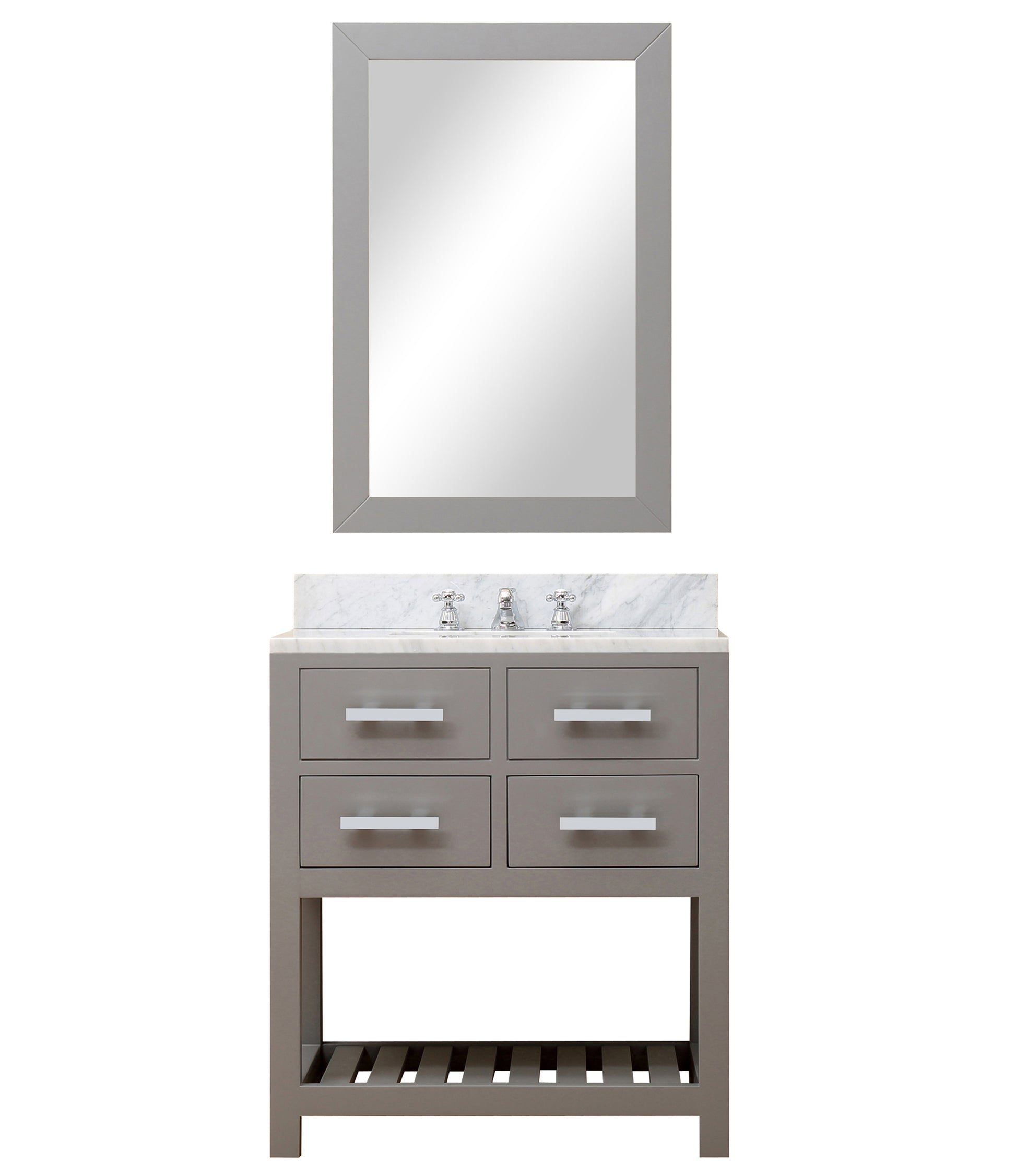 MADALYN 30"W x 34"H Cashmere Gray Single-Sink Vanity + Mirror