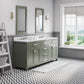 MADISON 72"W x 34"H Glacial Green Double-Sink Vanity with Carrara White Marble Countertop + Classic Faucet