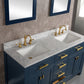 MADISON 60"W x 34"H Monarch Blue Double-Sink Vanity with Carrara White Marble Countertop + Faucets (F2-0012-06-TL)