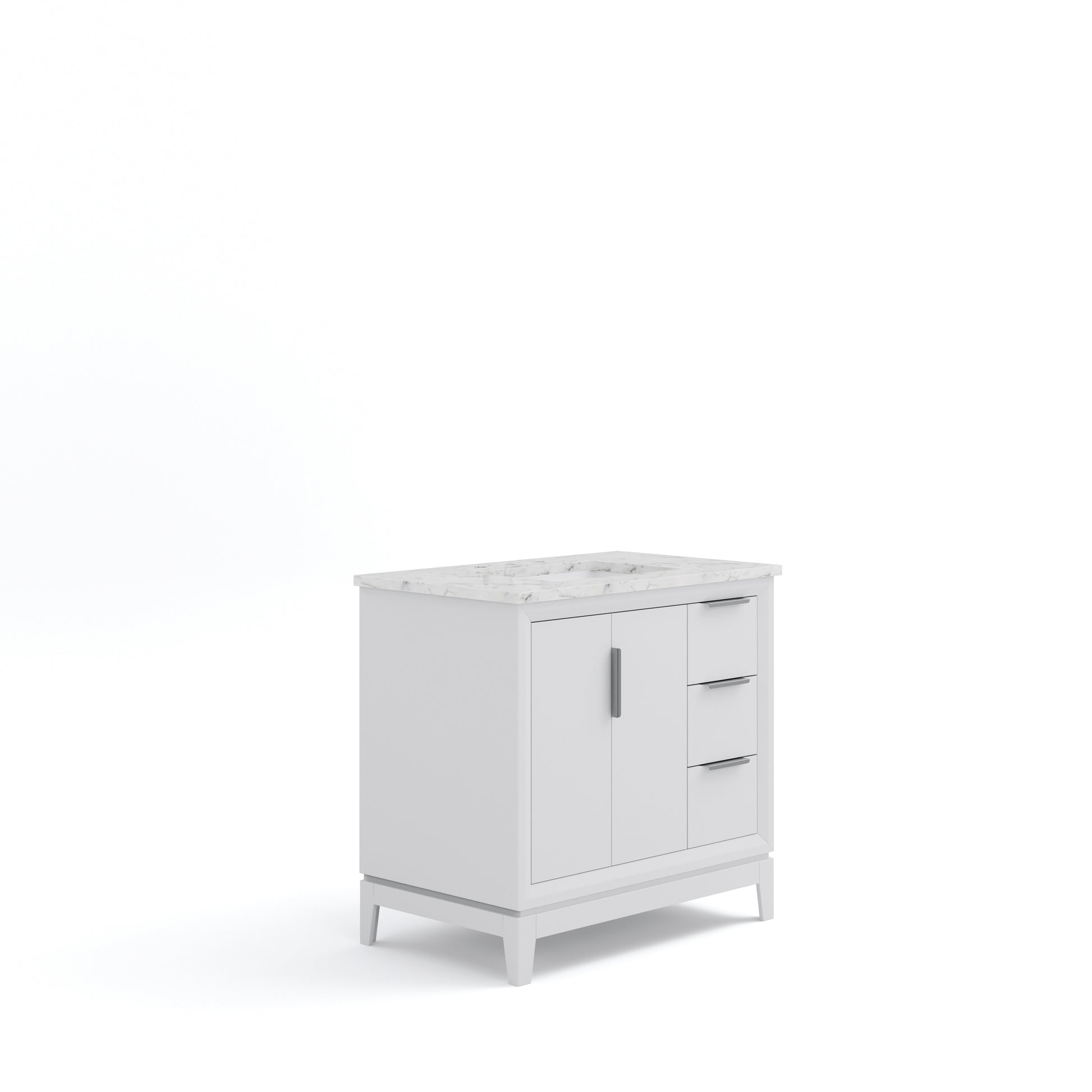 ELIZABETH 36"W x 34.25"H Pure White Single-Sink Vanity with Carrara White Marble Countertop