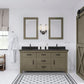 ABERDEEN 72"W x 34"H Grizzle Gray Double-Sink Vanity with Blue Limestone Countertop + Mirrors