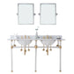 EMPIRE 60"W x 34"H  Double Washstand , P-Trap, Countertop with Sink, F2-0013 Faucet and Mirror included, in Satin Gold Finish