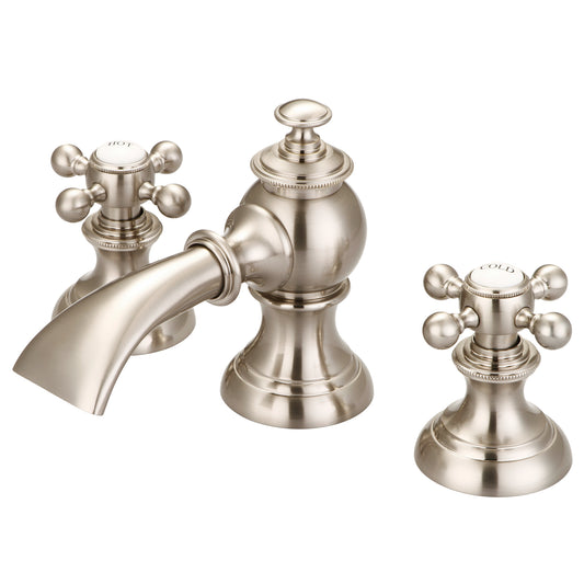 Modern Classic Widespread Bathroom F2-0013 Faucets With Pop-Up Drain in Brushed Nickel Finish, With Metal Lever Handles