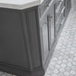 PALACE 72"W x 34"H Cashmere Gray Vanity with Carrara Quartz Countertop + Mirror, Polished Nickel Finish Hardware & Mirror