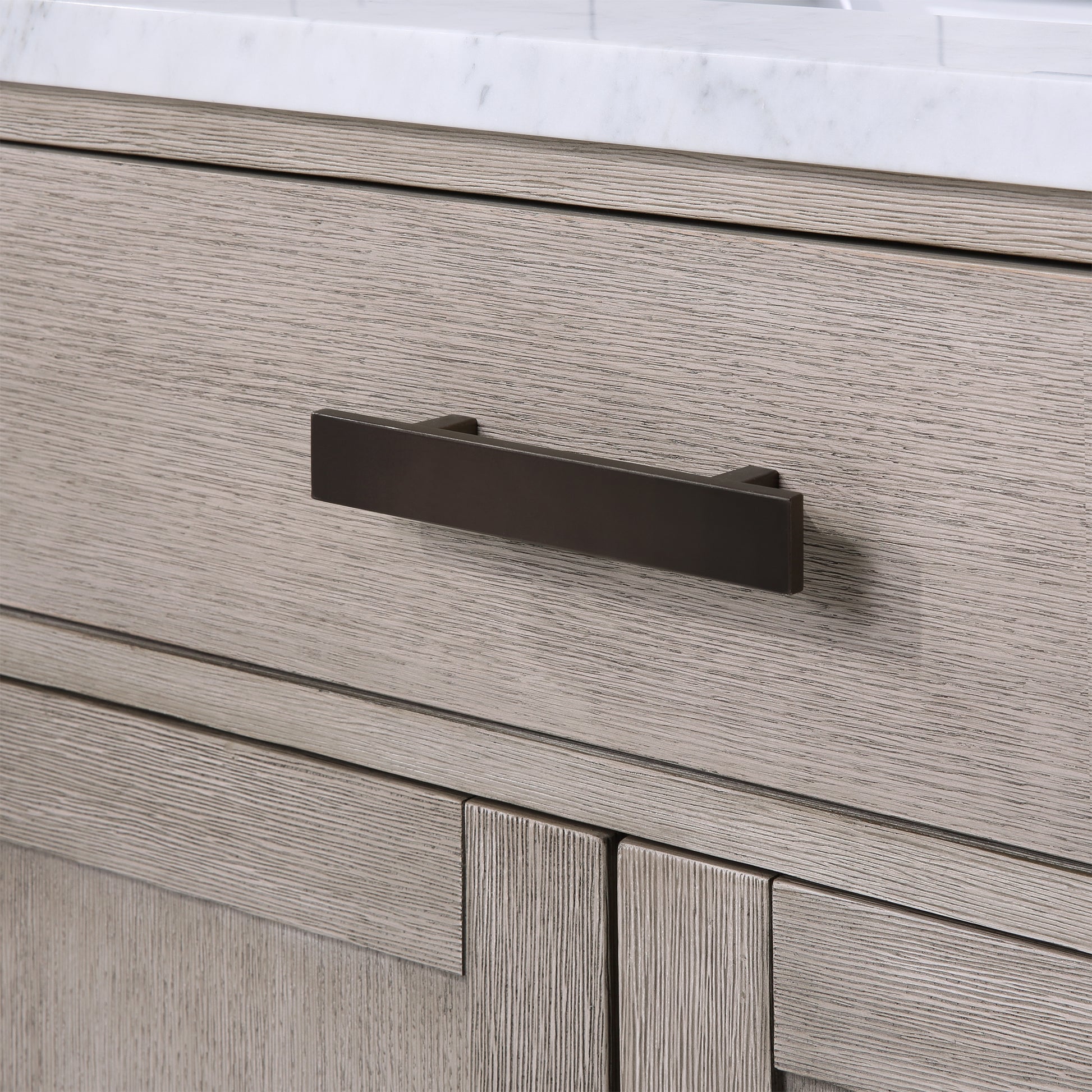 CHESTNUT 30"W x 34.2"H Gray Oak Single-Sink Vanity with Carrara White Marble Countertop + Faucet