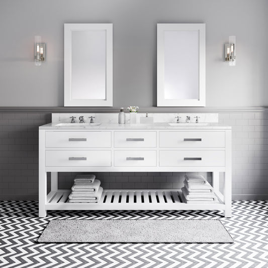 MADALYN 72"W x 34"H Pure White Double-Sink Vanity + Faucets