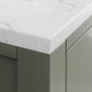 MADISON 30"W x 34"H Glacial Green Single-Sink Vanity with Carrara White Marble Countertop + Gooseneck Faucet and Mirror