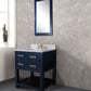 MADALYN 30"W x 34"H Monarch Blue Single-Sink Vanity with Carrara White Marble Countertop + Mirror