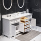 DERBY 72"W x 34"H Pure White Double-Sink Vanity with Carrara White Marble Countertop