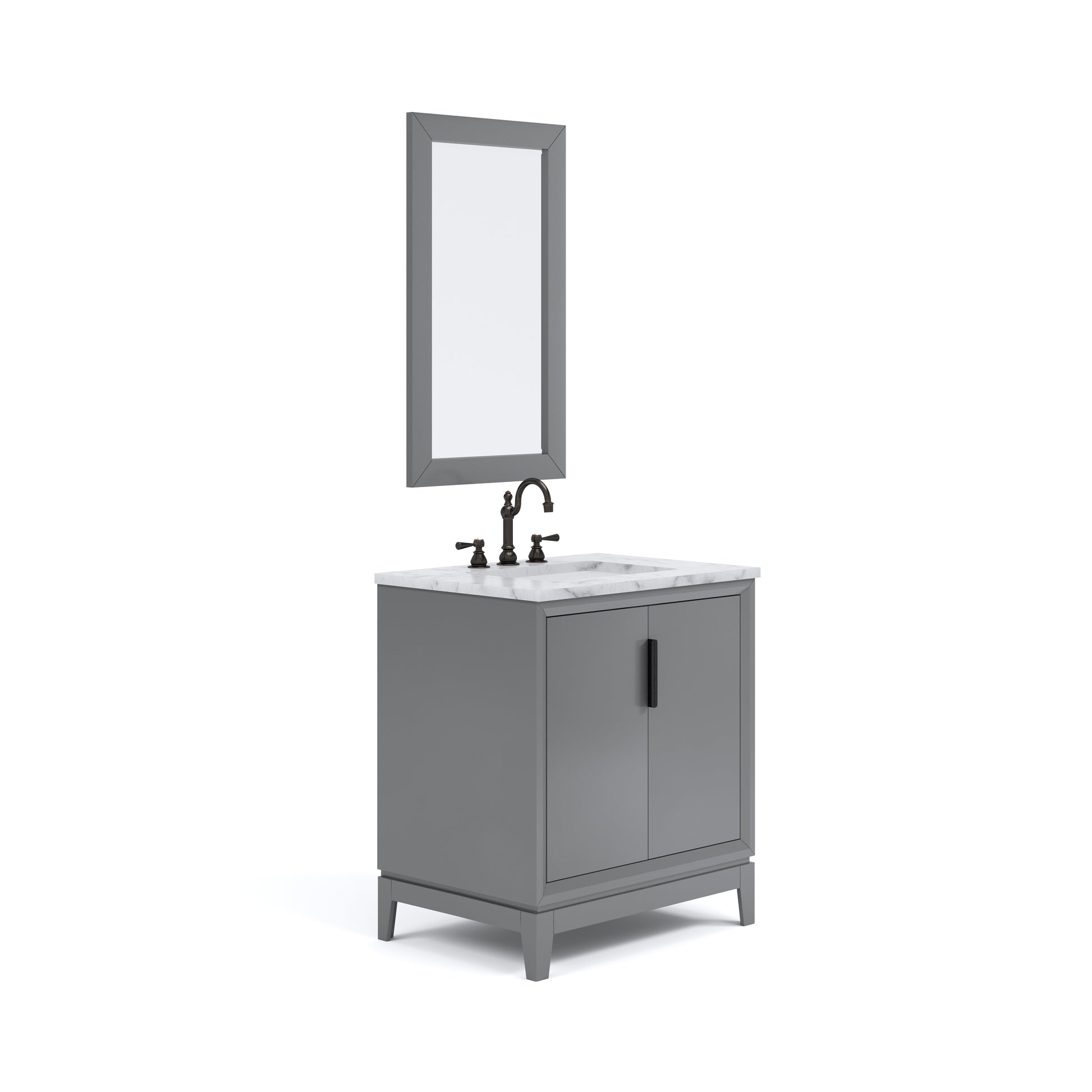 ELIZABETH 30"W x 34.25"H Cashmere Gray Single-Sink Vanity with Carrara White Marble Countertop + Faucets & Mirror (F2-0012-03-TL)