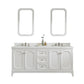 QUEEN 72"W x 34"H Pure White Double-Sink Vanity with Carrara Quartz Countertop + Faucets & Mirror (F2-0013)