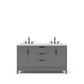 ELIZABETH 60"W x 34.25"H Cashmere Gray Double-Sink Vanity with Carrara White Marble Countertop + Faucets (F2-0012-03-TL)