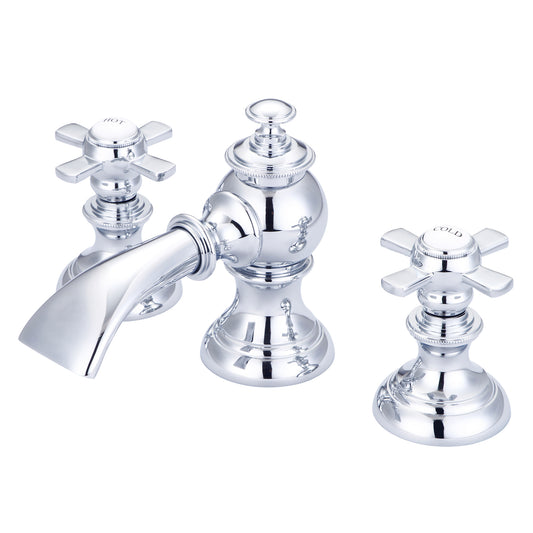 Modern Classic Widespread Bathroom F2-0013 Faucets With Pop-Up Drain in Chrome Finish, With Flat Cross Handles