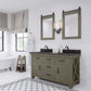 ABERDEEN 60"W x 34"H Grizzle Gray Double-Sink Vanity with Blue Limestone Countertop + Hook Faucets and Mirrors