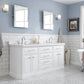 PALACE 72"W x 34"H Pure White Vanity with Carrara Quartz Countertop + Faucets (F2-0012), Chrome Finish Hardware