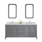 QUEEN 72"W x 34"H Cashmere Gray Double-Sink Vanity with Carrara Quartz Countertop + Faucets & Mirror (F2-0012-01-TL)