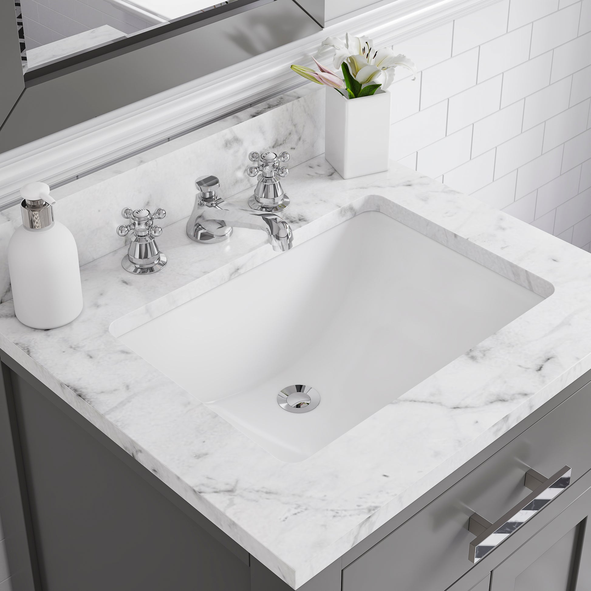 MADISON 24"W x 34"H Cashmere Gray Single-Sink Vanity + Faucets