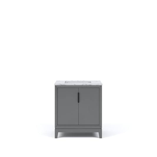 ELIZABETH 30"W x 34.25"H Cashmere Gray Single-Sink Vanity with Carrara White Marble Countertop