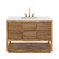 OAKMAN 48"W x 34.3"H Mango Wood Single-Sink Vanity with Carrara White Marble Countertop + Satin Gold Faucet