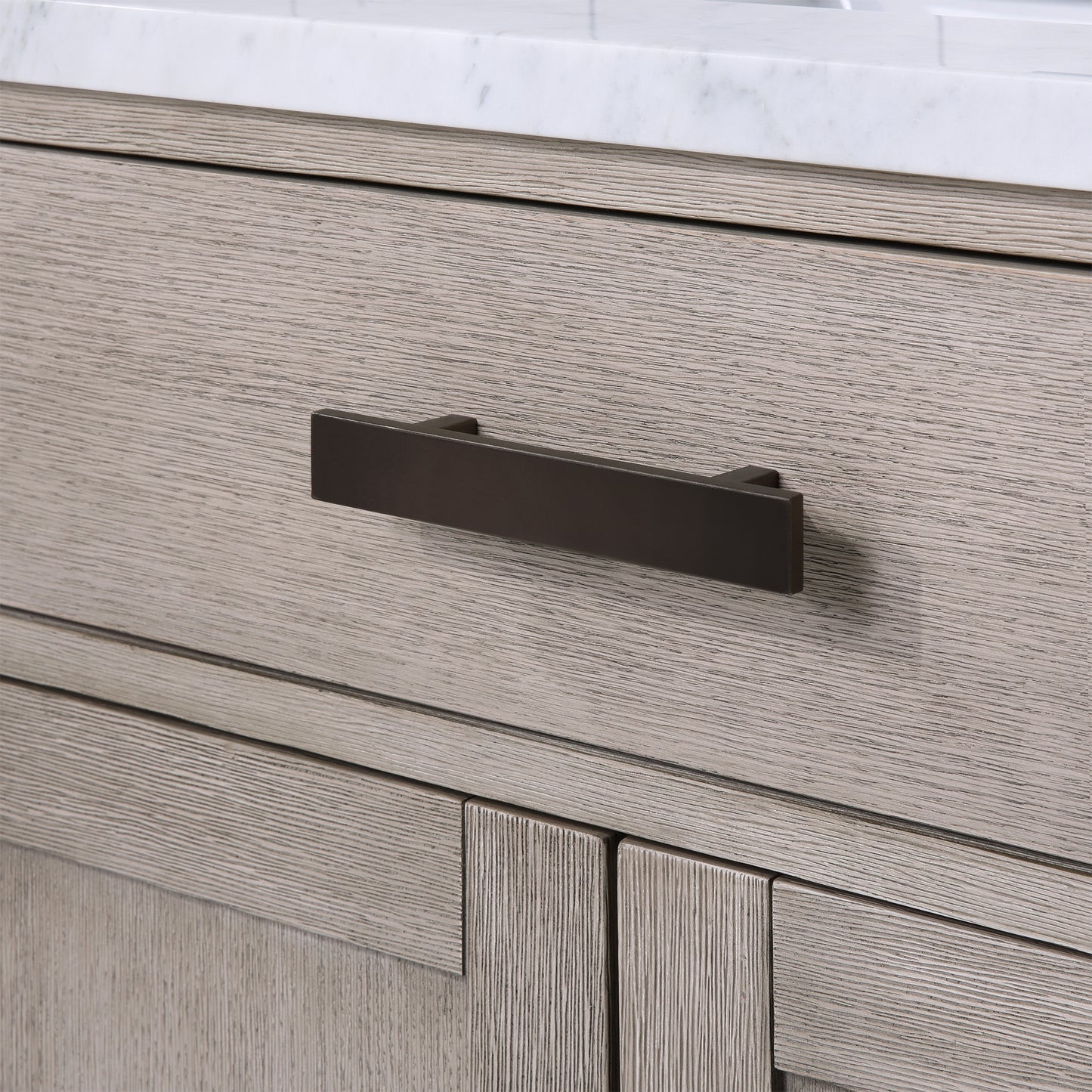 CHESTNUT 30"W x 34.2"H Gray Oak Single-Sink Vanity with Carrara White Marble Countertop + Faucet & Mirror