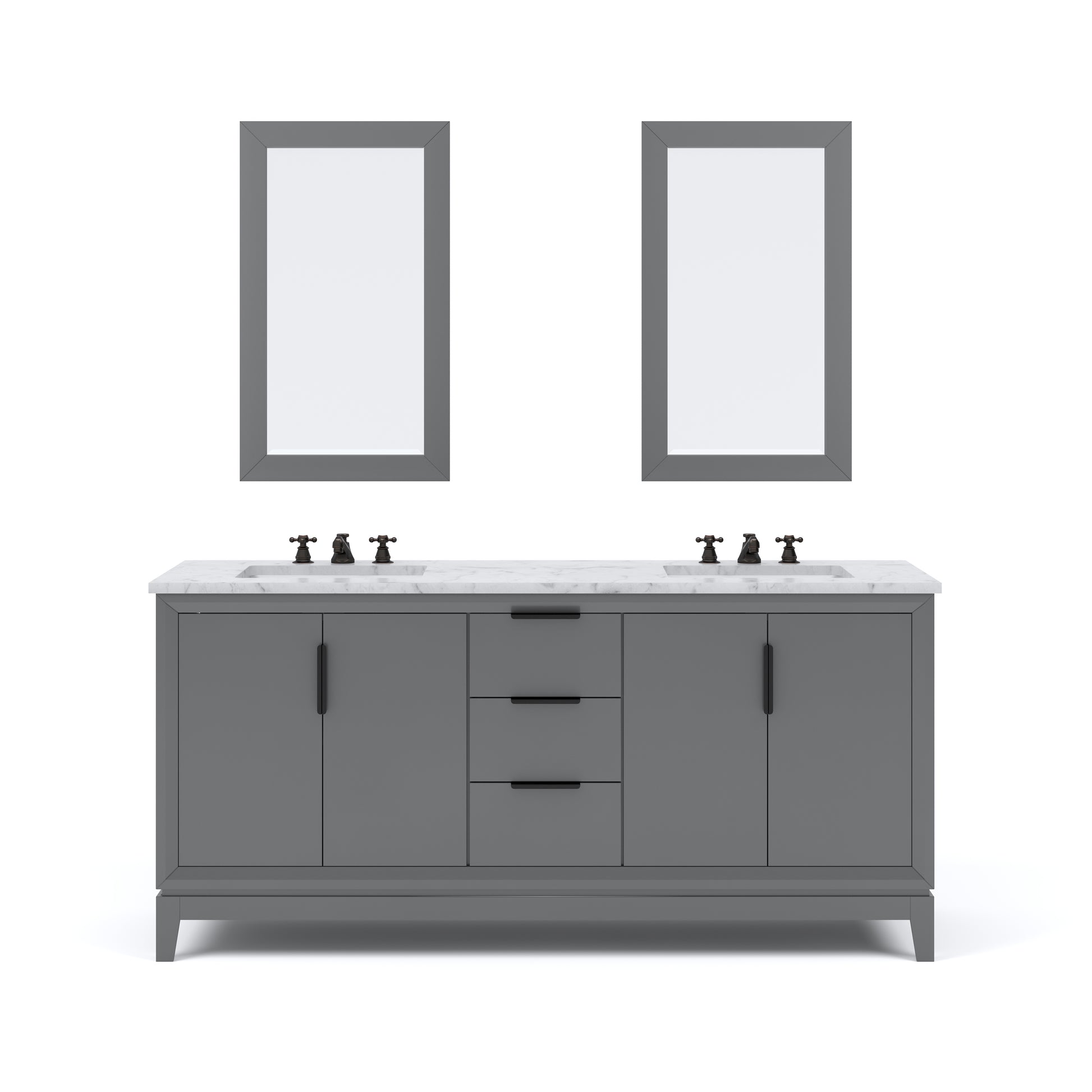 ELIZABETH 72"W x 34.25"H Cashmere Gray Double-Sink Vanity with Carrara White Marble Countertop + Faucets & Mirror (F2-0009-03-BX)