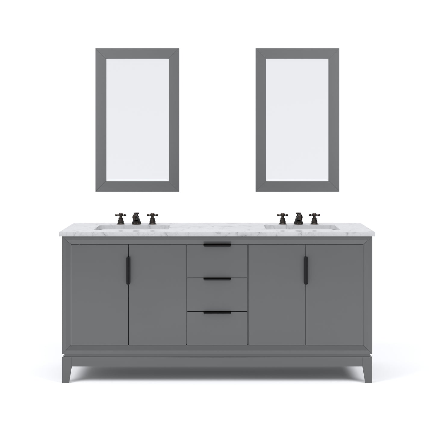 ELIZABETH 72"W x 34.25"H Cashmere Gray Double-Sink Vanity with Carrara White Marble Countertop + Faucets & Mirror (F2-0009-03-BX)