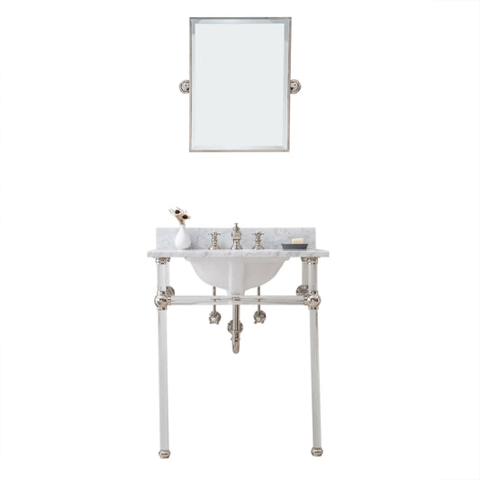 EMPIRE 30"W x 34"H  Single Washstand , P-Trap, Countertop with Sink, F2-0013 Faucet and Mirror included, in Polished Nickel Finish