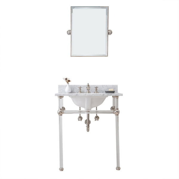 EMPIRE 30W x 34H  Single Washstand , P-Trap, Countertop with Sink, F2-0013 Faucet and Mirror included, in Polished Nickel Finish