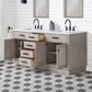 CHESTNUT 72"W x 34.2"H Gray Oak Double-Sink Vanity with Carrara White Marble Countertop + Faucets