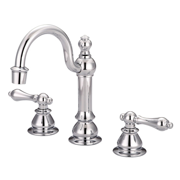 American 20th Century Classic Widespread Bathroom F2-0012 Faucets With Pop-Up Drain in Chrome Finish, With Metal Lever Handles