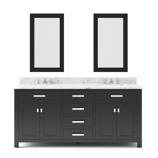 MADISON 72"W x 34"H Espresso Double-Sink Vanity + Mirrors