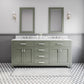 MADISON 72"W x 34"H Glacial Green Double-Sink Vanity with Carrara White Marble Countertop + Classic Faucet