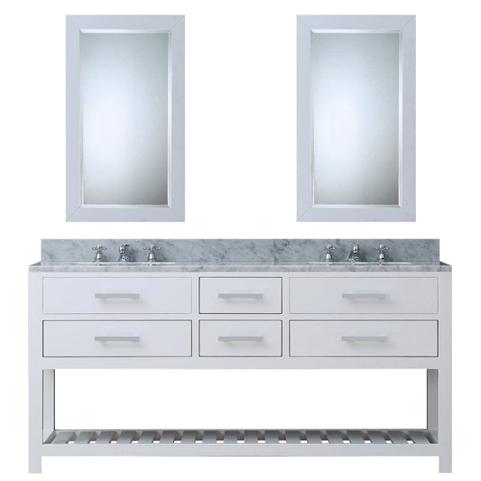 MADALYN 72"W x 34"H Pure White Double-Sink Vanity + Mirrors