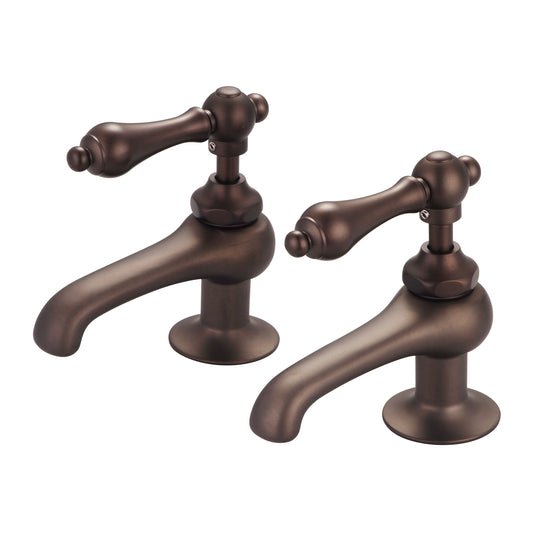 Vintage Classic Basin Cocks Bathroom Faucets in Oil Rubbed Bronze Finish, With Metal Lever Handles Without Labels