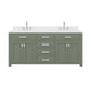 MADISON 72"W x 34"H Glacial Green Double-Sink Vanity with Carrara White Marble Countertop + Gooseneck Faucet