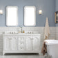 QUEEN 60"W x 34"H Pure White Double-Sink Vanity with Carrara Quartz Countertop + Mirror