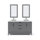 ELIZABETH 60"W x 34.25"H Cashmere Gray Double-Sink Vanity with Carrara White Marble Countertop + Faucets & Mirror (F2-0012-03-TL)