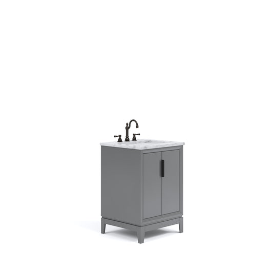 ELIZABETH 24"W x 34.25"H Cashmere Gray Single-Sink Vanity with Carrara White Marble Countertop + Faucets (F2-0012-03-TL)