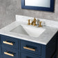 MADALYN 30"W x 34"H Monarch Blue Single-Sink Vanity with Carrara White Marble Countertop + Faucets & Mirror (F2-0013)