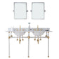 EMPIRE 60"W x 34"H  Double Washstand , P-Trap, Countertop with Sink, F2-0012 Faucet and Mirror included, in Satin Gold Finish