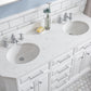 PALACE 60"W x 34"H Pure White Vanity with Carrara Quartz Countertop + Faucets (F2-0013), Chrome Finish Hardware