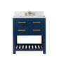 MADALYN 30"W x 34"H Monarch Blue Single-Sink Vanity with Carrara White Marble Countertop + Faucets (F2-0013)