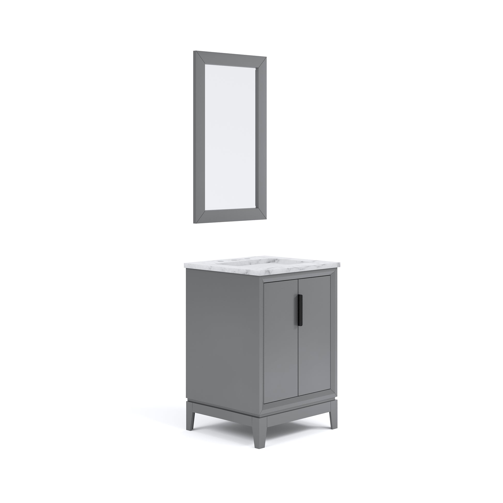 ELIZABETH 24"W x 34.25"H Cashmere Gray Single-Sink Vanity with Carrara White Marble Countertop + Mirror