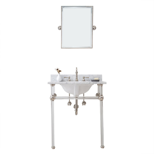 EMPIRE 30"W x 34"H  Single Washstand , P-Trap, Countertop with Sink, F2-0012 Faucet and Mirror included, in Polished Nickel Finish