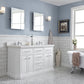 PALACE 60"W x 34"H Pure White Vanity with Carrara Quartz Countertop + Faucets (F2-0013), Chrome Finish Hardware