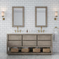 OAKMAN 72"W x 34.3"H Gray Oak Double-Sink Vanity with Carrara White Marble Countertop + Gold Faucets