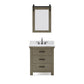 ABERDEEN 30"W x 34"H Grizzle Gray Single-Sink Vanity with Carrara White Marble Countertop + Hook Faucet and Mirror