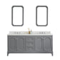 QUEEN 72"W x 34"H Cashmere Gray Double-Sink Vanity with Carrara Quartz Countertop + Faucets & Mirror (F2-0009-01-BX)