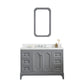 QUEEN 48"W x 34"H Cashmere Gray Single-Sink Vanity with Carrara Quartz Countertop + Faucets & Mirror (F2-0009-01-BX)